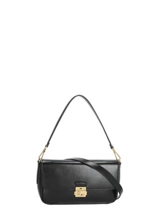 Coccinelle C-Me Lock Large Shoulder Bag With Polished Leather Finish