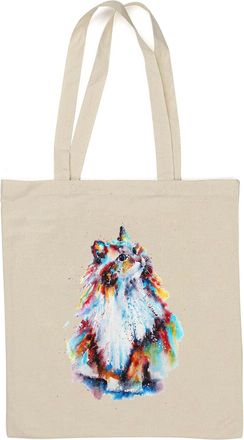 Generic Water Color Cute Cat Art Natural Cotton Tote Bag White