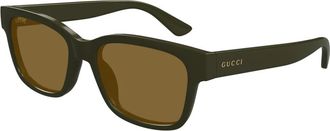Gucci Rectangle Sunglasses - male - Gucci - Sunglasses - Green - 54 MM - Accessories