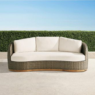 Frontgate Santa Barbara Sofa with Cushions in Desert Wicker - Sunbrella Rain, Rain Sailcloth Seagull - Frontgate