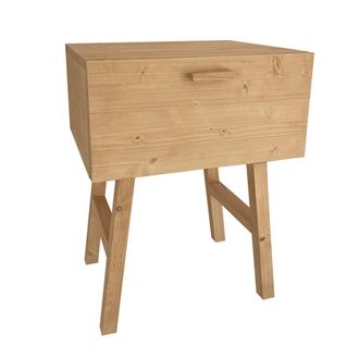 NATYAL Mesita de noche de madera maciza con caj&oacute;n en tonos claros 45cm