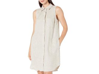 Karen Kane Sleeveless Shirtdress Womens Dress Oatmeal : XL, Linen