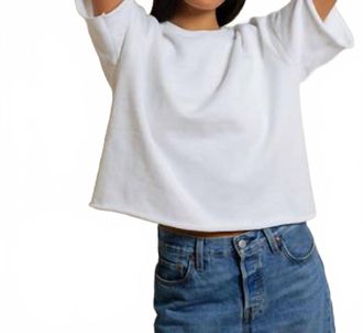 perfectwhitetee Ezra French Terry Short Sleeve Loose Sweatshirt In White