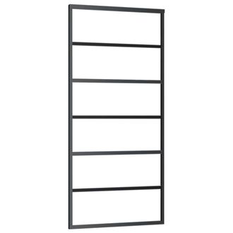 Berkfield Home Sliding Door with Hardware Set ESG Glass&Aluminium 90x205 cm in Black