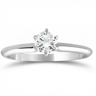 Pompeii3 1/3Ct Solitaire Round Cut Diamond Engagement Ring in 14k Gold Lab Grown