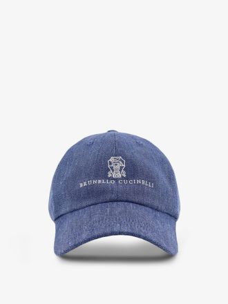 Brunello Cucinelli Cappello in misto lino e lana vergine con logo ricamato frontale - BRUNELLO CUCINELLI - gender_Man