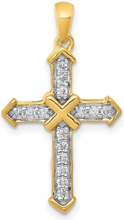 Diamond2Deal 14k Yellow Gold 1/5 carat Diamond Passion Cross Pendant