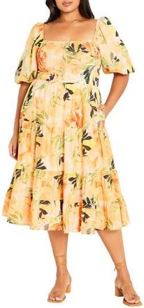 City Chic Ariella Puff Sleeve Dress in Miami at Nordstrom Rack, Size 16W