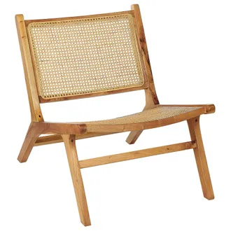 Beliani Silla De Comedor De Caoba Natural Madera Clara Rat&aacute;n Respaldo Middletown
