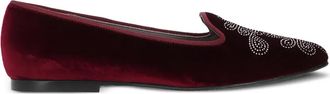 Castaner floral-motif velvet loafers - Red