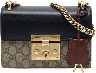 Gucci Pre-owned Vintage Chain Crossbody Bag - Dames - Vintage Schoudertas - Beige - ONE Size - Leer - Vintage
