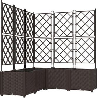 vidaXL Garden Planter with Trellis 5 pcs Brown 120 x 120 x 143 cm pp Vidaxl