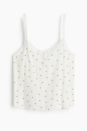 H&M Baumwolltop mit Pointellemuster - Weiss/Herzen