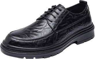 Generic Mens Breathable Oxford Dress Shoes for Business and Weddings, Premium Microfiber Leather Lace-Up with Anti-Slip Sole(5.5 UK) Black