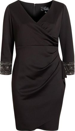 Alex Evenings Embellished Scuba Crepe Cocktail Dress in Black at Nordstrom, Size 16W