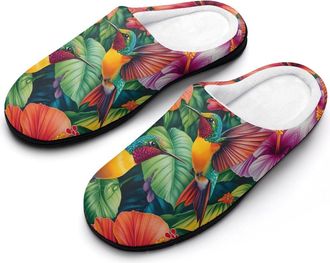 Generic Hummingbirds Womens Slippers Warm House Slippers Indoor House Shoes with Anti-Skid Rubber Sole