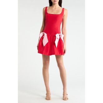 Sugarlips Noretta Bow Satin Minidress in Red at Nordstrom, Size X-Small