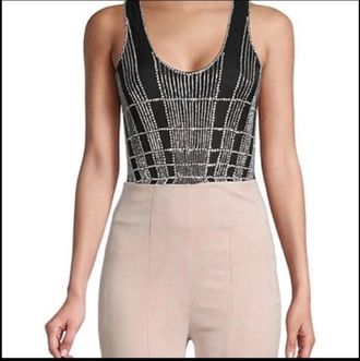 Balmain Embellished Black Bodysuit Size S