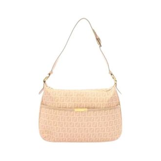 Fendi Pre-owned Shoulder Bags, female, Beige, Size: ONE SIZE Pre-owned Zucchino Coated Canvas Shoulder Bag