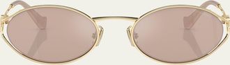 Miu Miu Logo Metal Oval Sunglasses