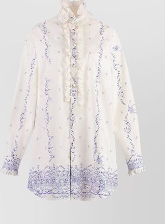 Alberta Ferretti poplin cotton shirtdress ruffled collar