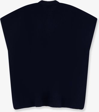 Alysi Womens Sleeveless Merino-Cashmere Sweater Blue Merino Wool