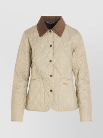Barbour quilted jacket with corduroy collar and pockets