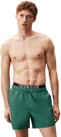 Calvin Klein Mens Medium Double Swim Shorts with Logo Waistband, Green (Wild Green), XL