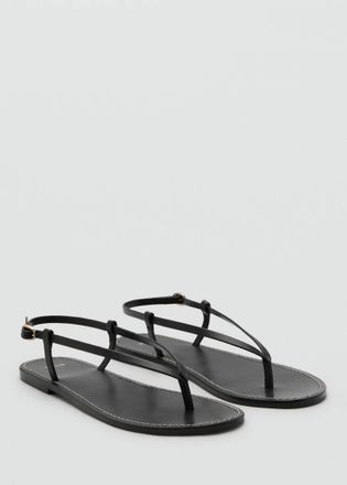 Mango Sandali pelle fascia nero - Donna - 35 - MANGO