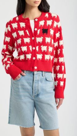 Rowing Blazers Cropped Sheep Cotton Cardigan in Red at Nordstrom, Size X-Small