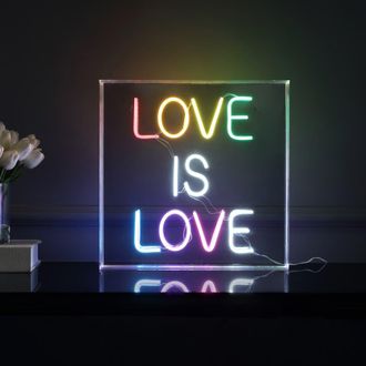 Jonathan Y Designs Love Square Contemporary Glam Acrylic Box USB Operated LED Neon Light in Yellow/white/pink at Nordstrom