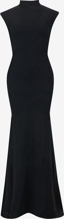 Jacquemus Langes Kleid aus Krepp mit Stehkragen Alba