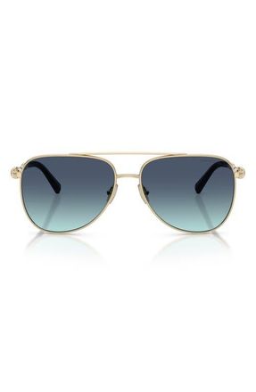 Tiffany & Co. 59mm Pilot Sunglasses in Pale Gold /Azure Gradient Blue at Nordstrom