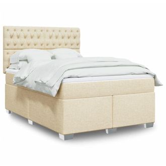 vidaXL Vidaxl - Cama Box Spring Con Colch&oacute;n Tela Color Crema 140x190 Cm