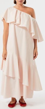 Marina Rinaldi Pioppo Ruffle One-Shoulder Maxi Dress in Pink at Nordstrom, Size 12 W