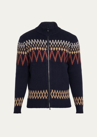 Fioroni Cashmere Mens Jacquard Cashmere Jacket