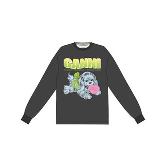 Ganni Long Sleeve Tops, female, Black, Size: XS Camiseta de cachorro