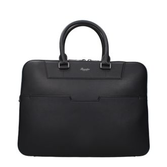 Pineider Herrens Arbeitstaschen aus schwarzem Leder