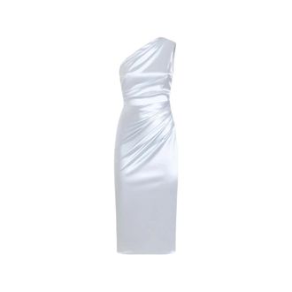 Dolce & Gabbana One-shoulder dress in stretch satin - female - Dolce & Gabbana - Party Dresses - Blue - M - Dresses