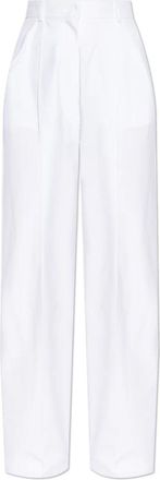 Sportmax Geplooide broek - Dames - Wijde Broeken - Wit - M - Katoen - Broeken