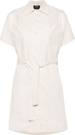 A.P.C. shirt mini dress - women - Cotton - 40 - Neutrals
