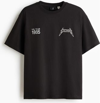 H&M Loose fit t-shirt in Black/metallica at Nordstrom, Size X-Large