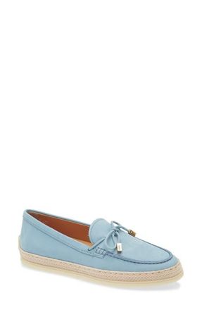 Tod's Raffia Trim Boat Shoe in Carta Zucc. Chiaro at Nordstrom, Size 9.5Us