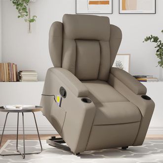 vidaXL Vidaxl - Sill&oacute;n Reclinable Masaje Pie Cuero Artificial Color Capuchino