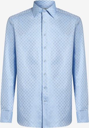 Etro Langarm-Hemd aus Baumwolljacquard mit Medaillon-Motiv