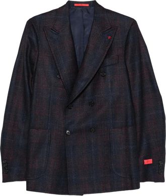Isaia Double-breasted Checked-pattern Blazer