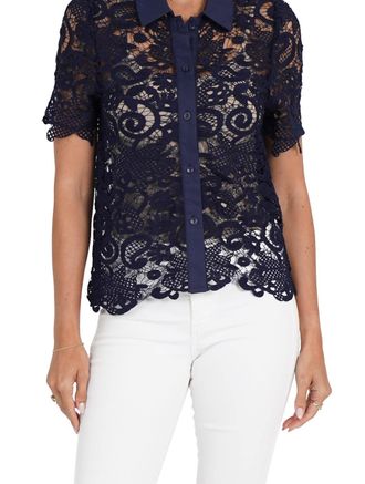Love Token Amy Lace Top In Navy