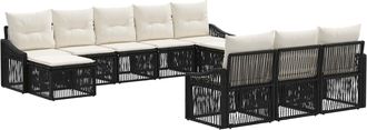 vidaXL Conjunto De Sof&aacute;s De Jard&iacute;n 10 Uds. Negro Rat&aacute;n Sint&eacute;tico Vidaxl