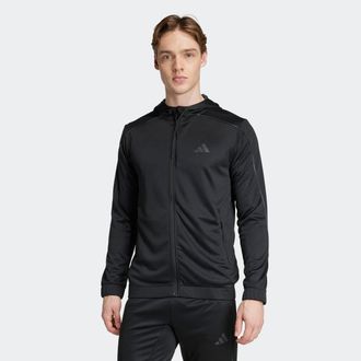 adidas Kapuzensweatjacke ADIDAS PERFORMANCE TRAIN ESSENTIALS SEASONALS FULL-ZIP HOODIE, Herren, Gr. XXL, schwarz, Obermaterial: 100% Polyester, angesetztes B