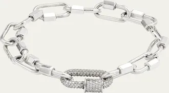 Marla Aaron Sterling Silver Babylock Bracelet with 14K White Gold All Stone Chubby Babylock